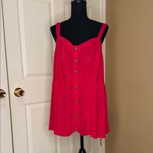 Red Button-Down Sleeveless Dress